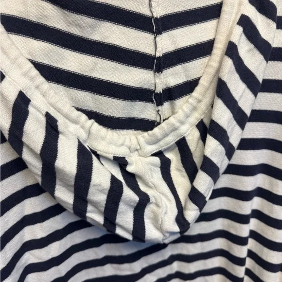 Navy and White Striped Men's‎ Hoodie - Picture 6 of 8